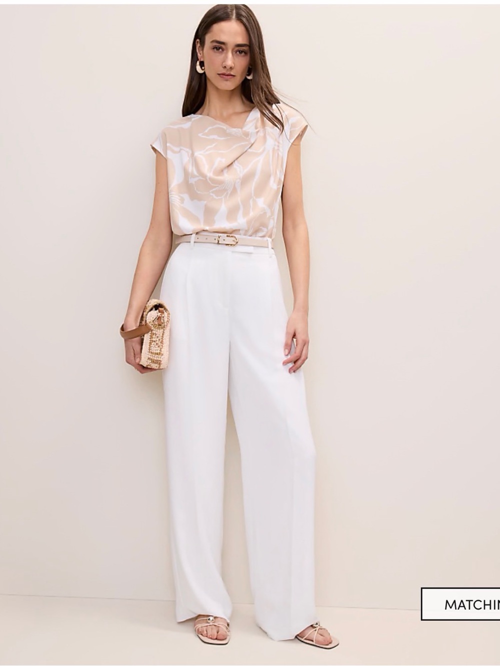 LOFT Petite White Straight-Leg Trousers